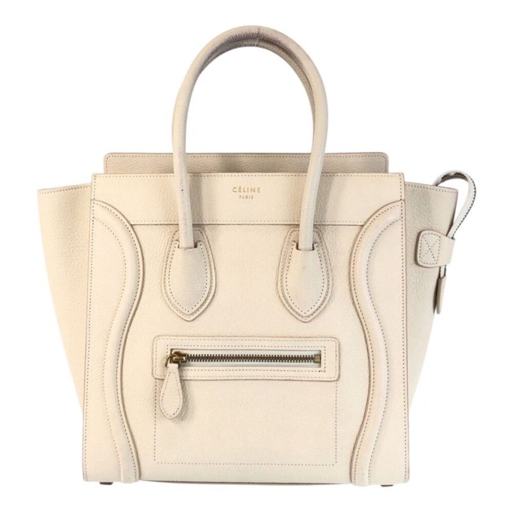Celine Luggage Micro Leather Tote Ivory